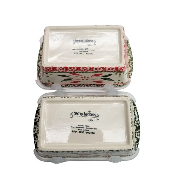 Temptations Holiday Baking Dishes Set 12 Oz Lidded by Tara PD22 - Picture 9 of 10